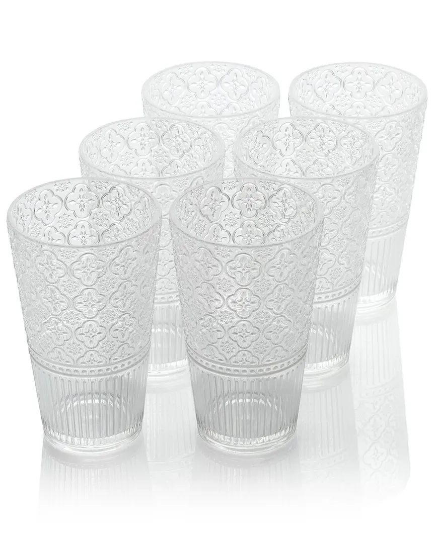 Victoria Set of 6 Ice Tea Glasses - Clear, Acrylic