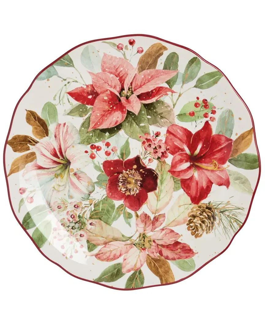 Winter Blooms Set of 4 Dinner Plates - Multicolor, Ceramic