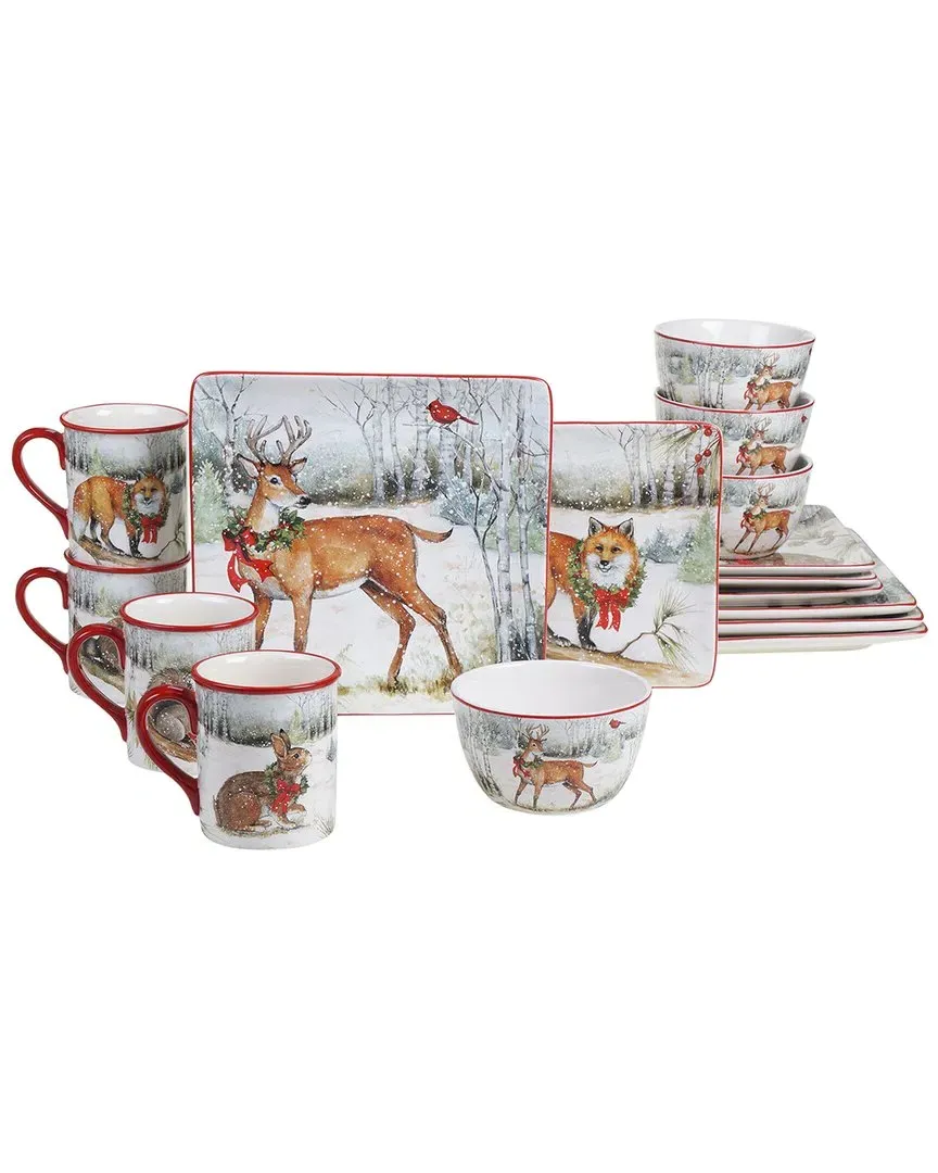 Winter Forest 16-Piece Dinnerware Set - Multicolor, Ceramic image