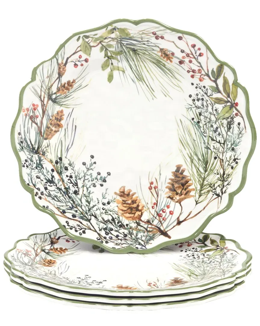Winters Forest Set of 4 Dinner Plates - Multicolor, Melamine