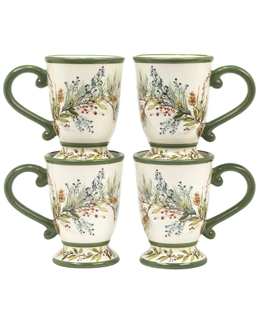 Winters Forest Set of 4 Mugs - Multicolor, Porcelain