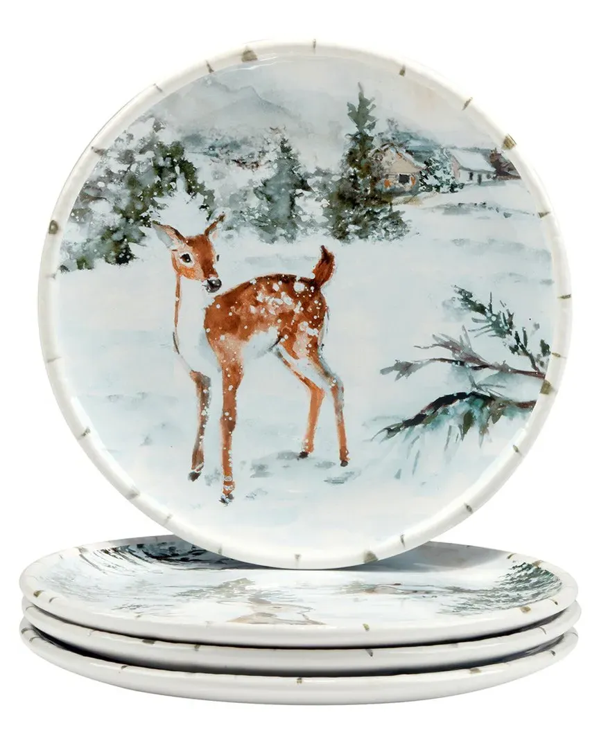 Winter's Frost Set of 4 Dessert Plates - Multicolor, Earthenware