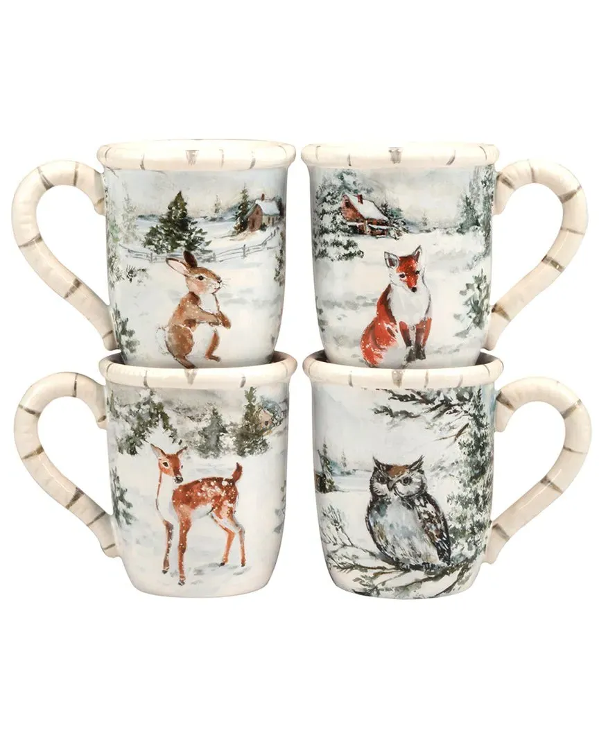 Winter's Frost Set of 4 Mugs - Multicolor, Earthenware