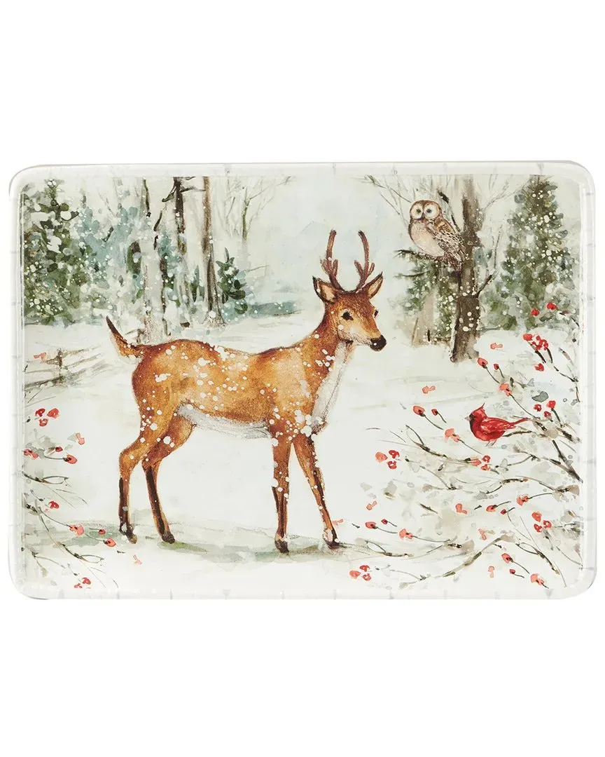 Winter's Walk Large Rectangular Platter - Multi, Earthenware