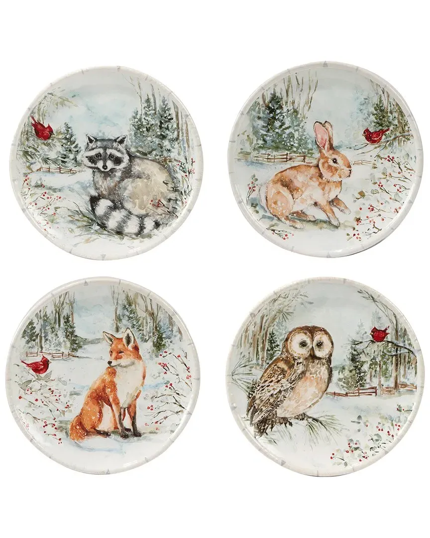Winter's Walk Set of 4 Dessert Plates - Multi, Earthenware