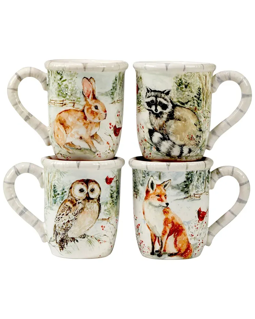 Winter's Walk Set of 4 Mugs - Multi, Earthenware
