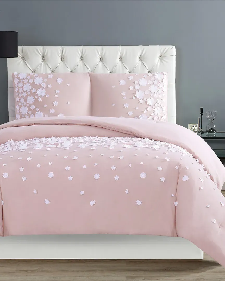 Confetti Flowers 3pc Duvet Cover Set - Blush Pink
