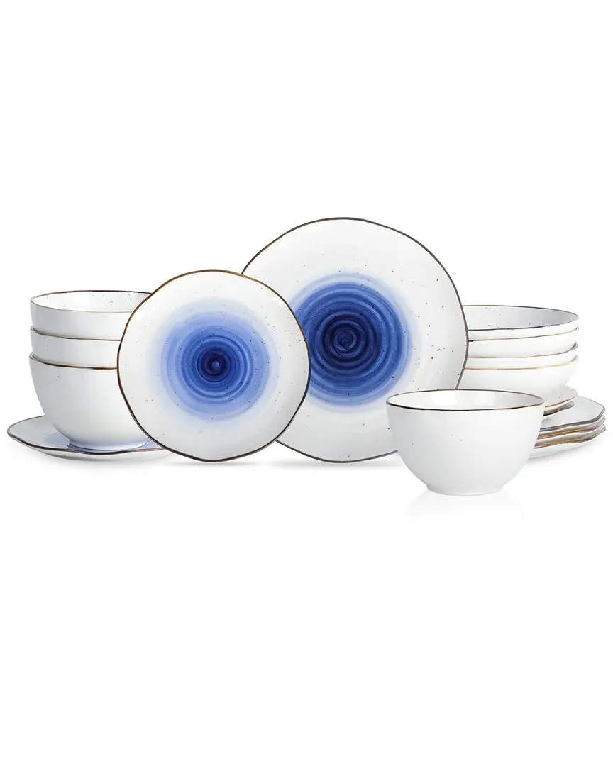 Luma 16-Piece Dinnerware Set - Blue, Porcelain image