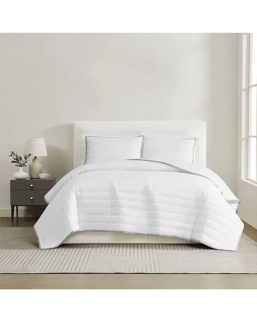 NY Cotton Sateen Quilt Set - White