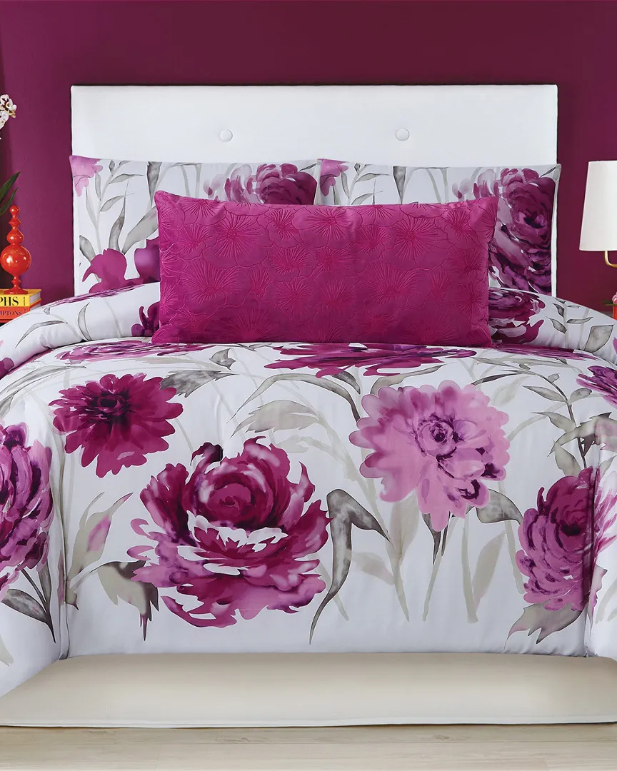 Remy Floral Duvet Set - White/Pink, Cotton image