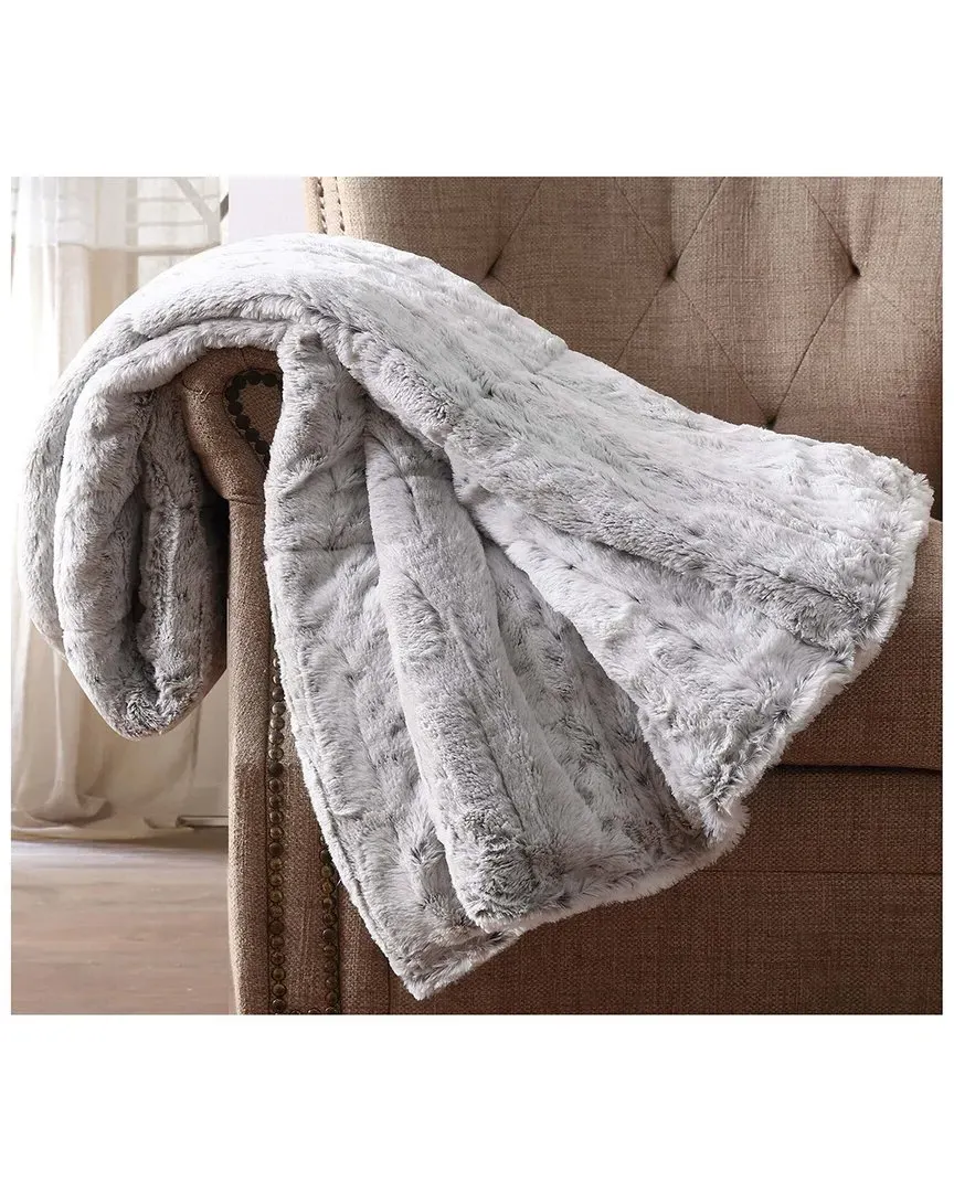Snow Leopard Fur Filled Throw with Gift Box - Grey image