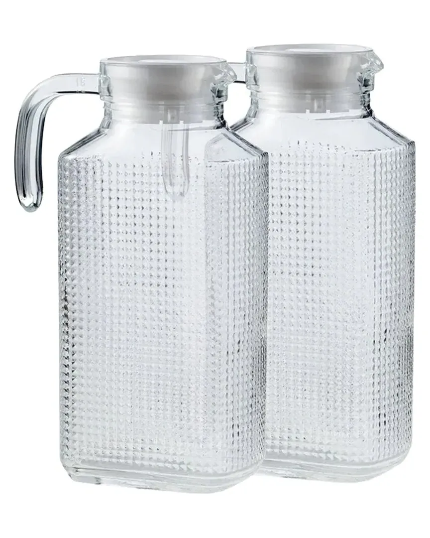 Jay Import Frigo Set of 2 Glass Pitchers with Lids - Clear image