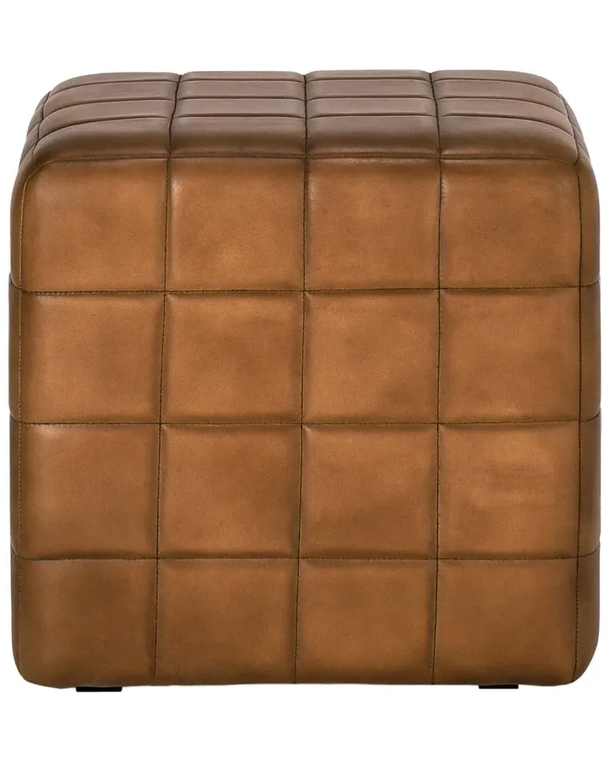 Carlo 18in Cube Ottoman - Camel, Buffalo Leather image