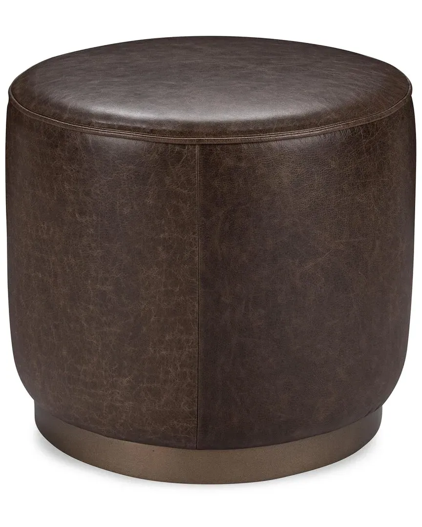 Clair Round End Table - Dark Brown, Leather image