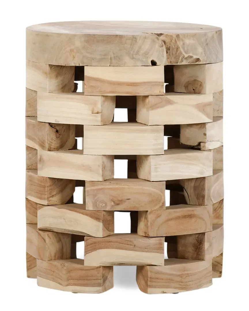 Dacosta Round Accent Table - Natural, Teak Wood image