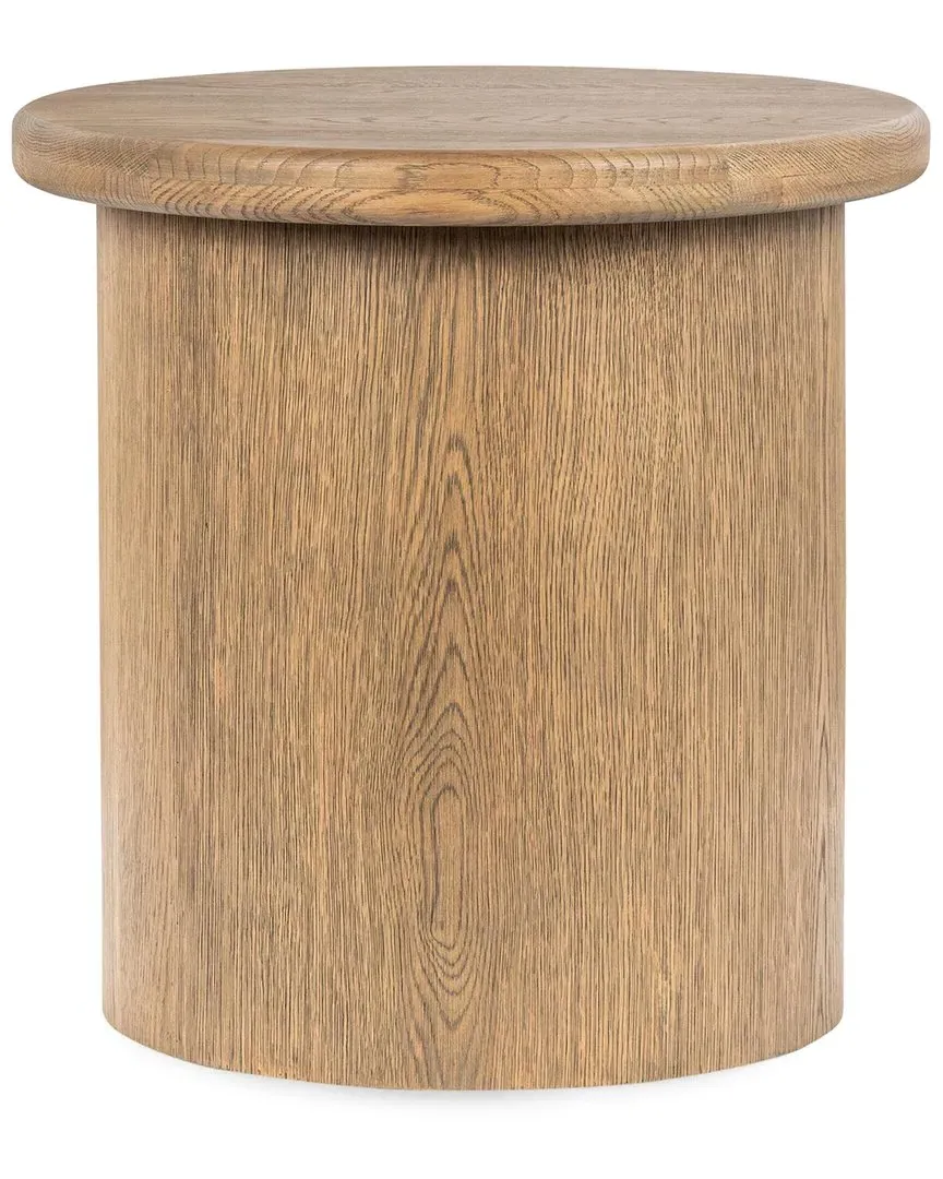 Runa Round End Table - Latte Brown, Oak Veneer image
