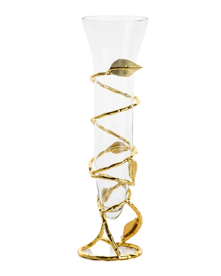 Glass Vase with Removable Base - Clear, Gold image
