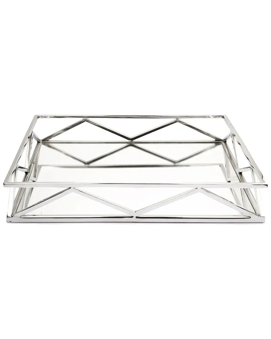 Oblong Mirror Tray - Silver, Stainless Steel