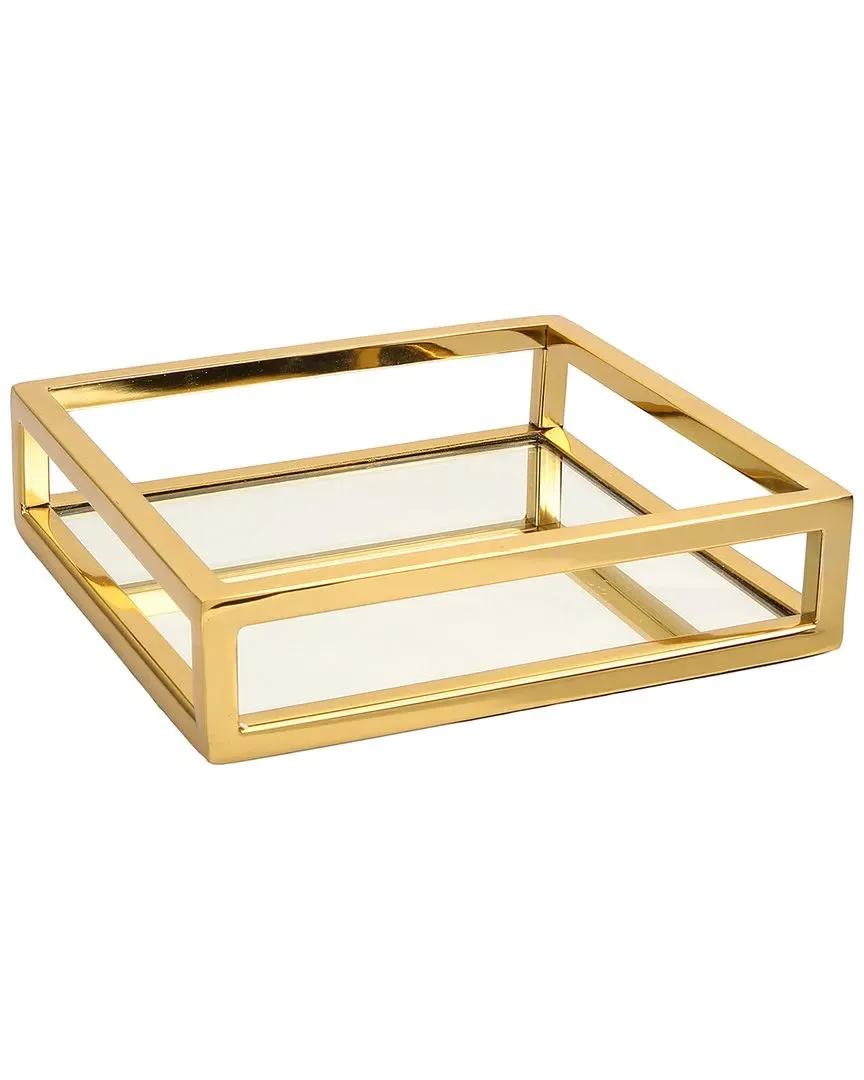 Square Mirror Tray - Gold, Stainless Steel image