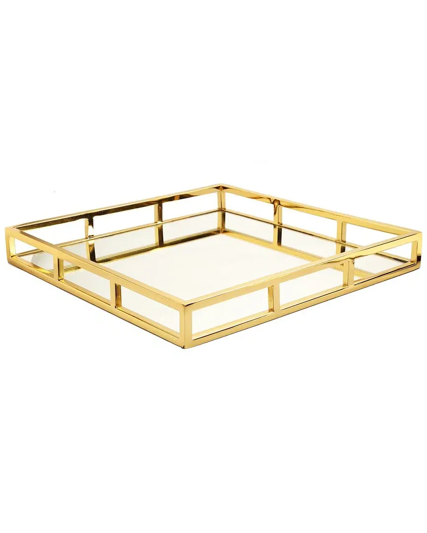 Square Mirror Tray - Gold, Stainless Steel