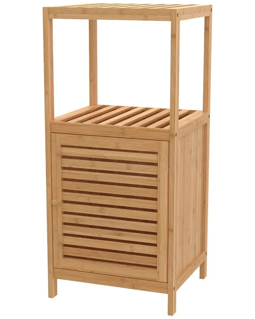 Bamboo 1-Door Storage Cabinet - Brown image