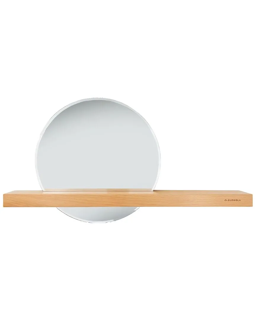 Cloudnola Round Wall Mirror with Shelf - Natural Wood image