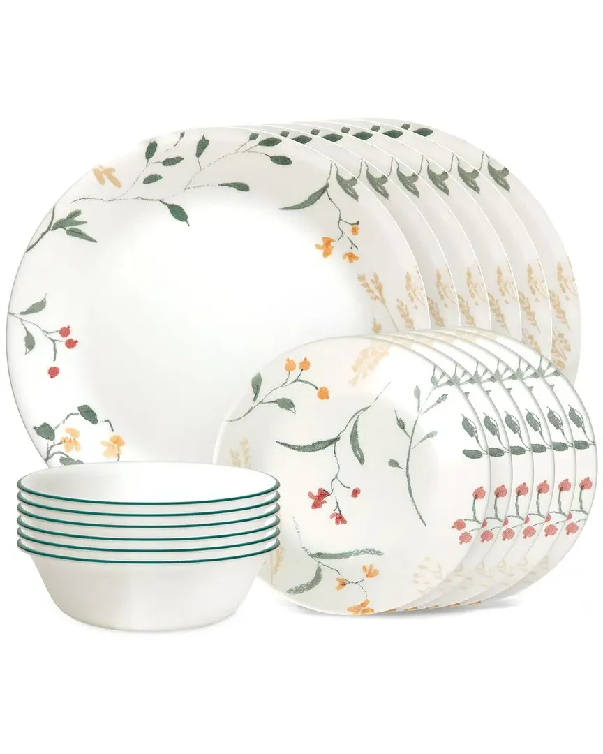 Wildflower Scatter 18pc Dinnerware Set - White, Glass