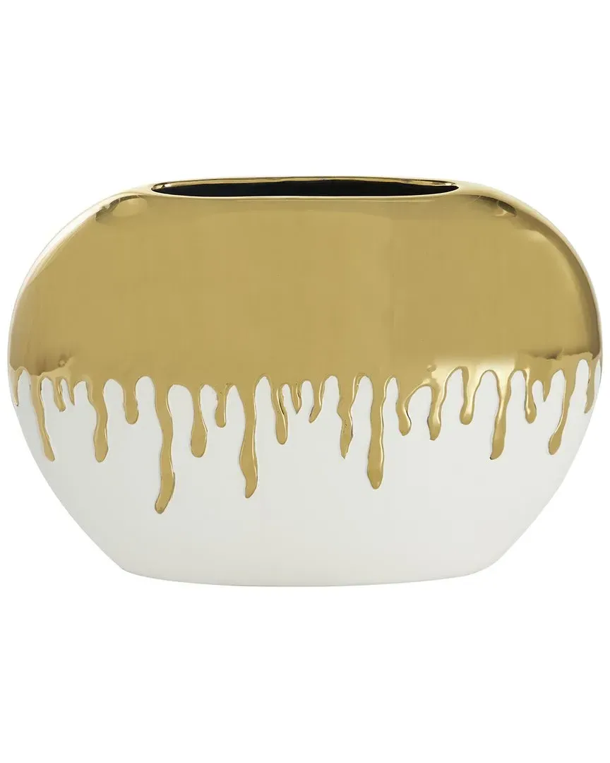 Ceramic Vase with Abstract Melting Drips - White image