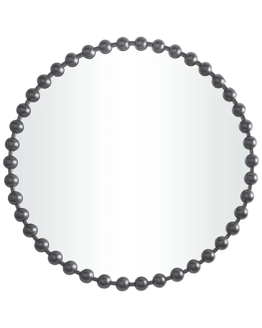 Metal Wall Mirror with Beaded Detailing - Dark Gray