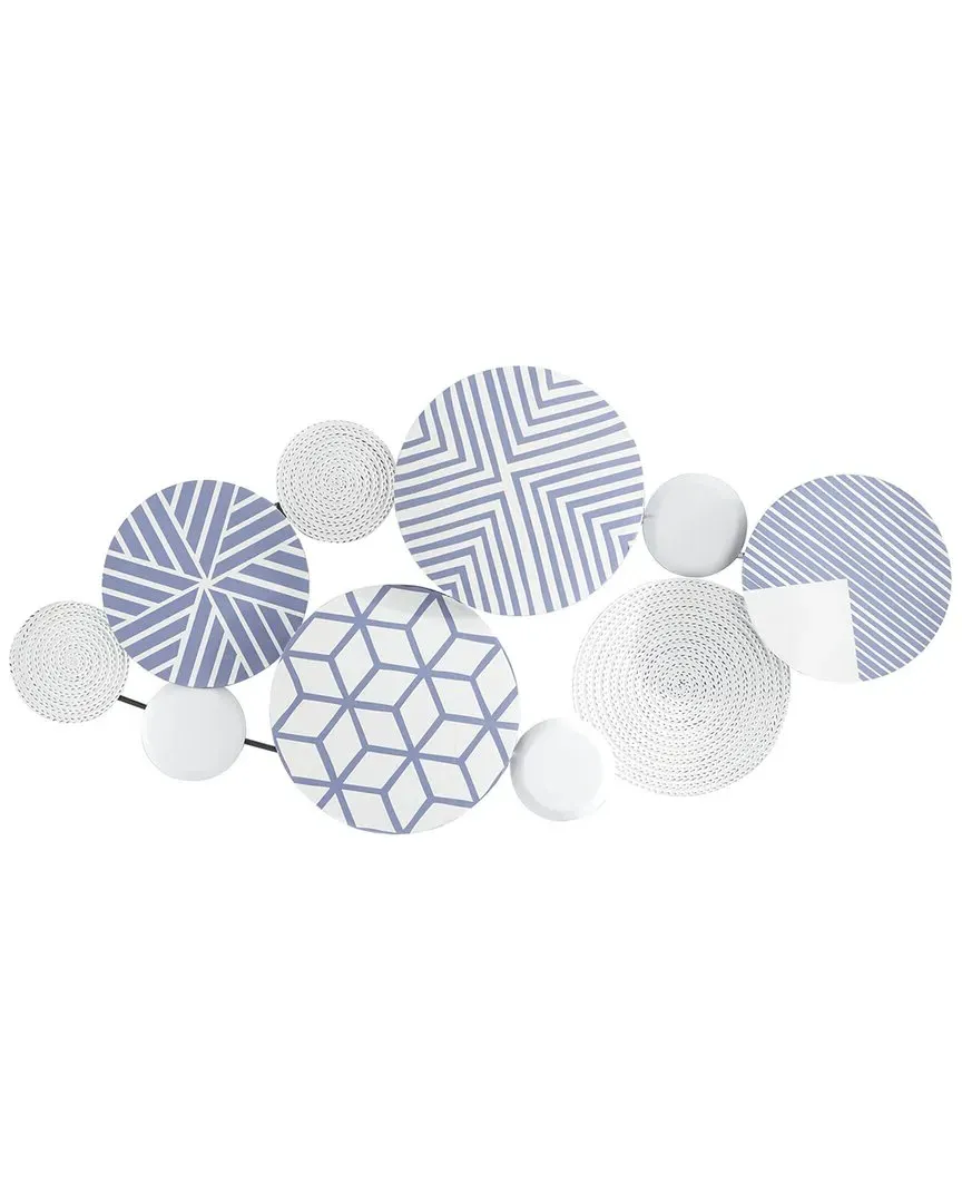 Plate Metal Wall Decor with Intricate Patterns - Blue