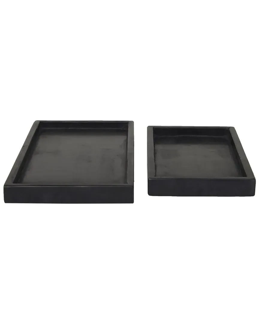 Set of 2 Marble Trays with Raised Border - Black image
