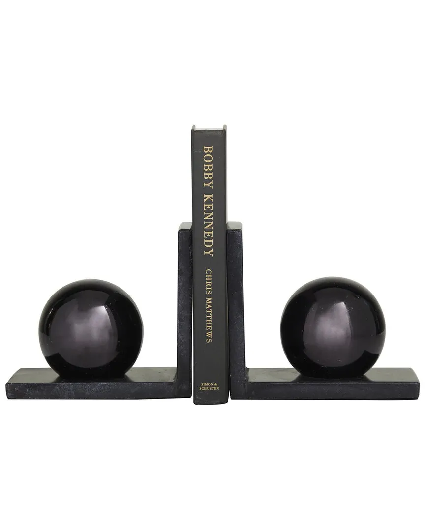 Set of 2 Orb Bookends - Black, Marble image