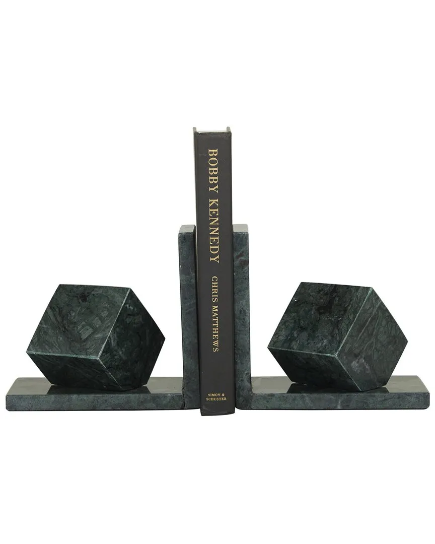 Set of 2 Orb Bookends - Green, Marble