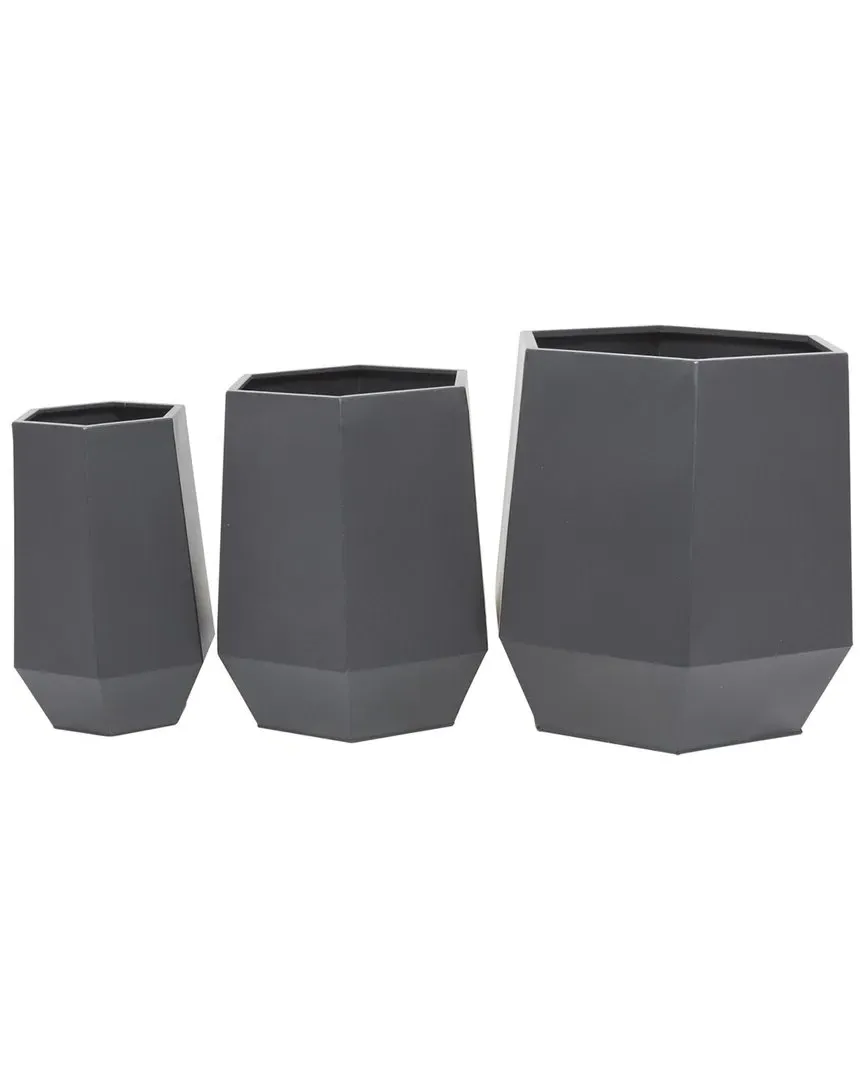 Set of 3 Planters - Grey, Iron