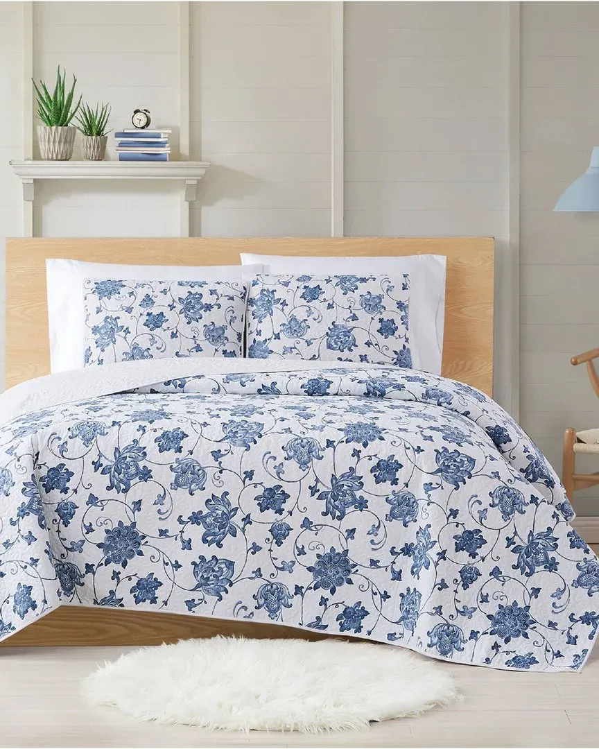 3-Piece Quilt Set - Blue, Cotton image