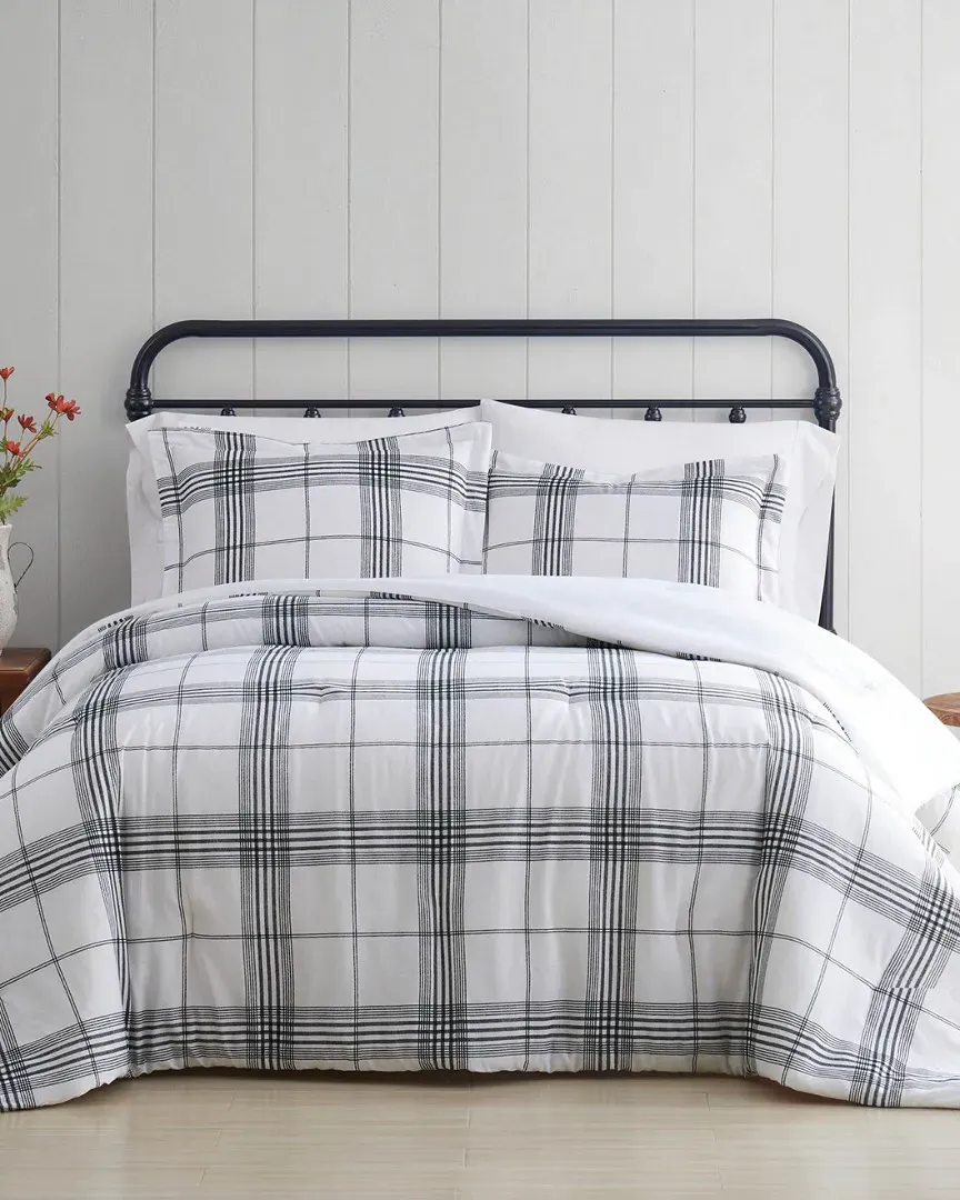 Plaid Quilt Set - Black, Cotton image