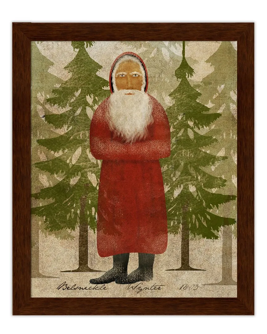 Santa In The Pines Framed Art - Multicolor
