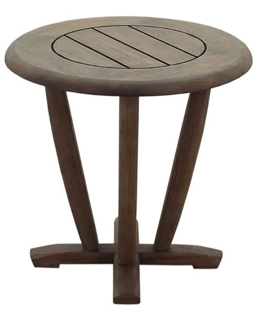 Avalon Round End Table - Heather Gray, Teak image