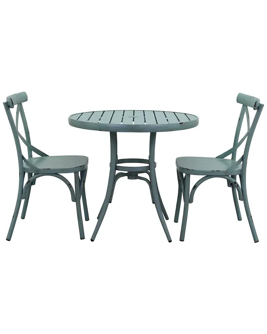 Brookwood Round Bistro Set - French Country Blue, Aluminum image