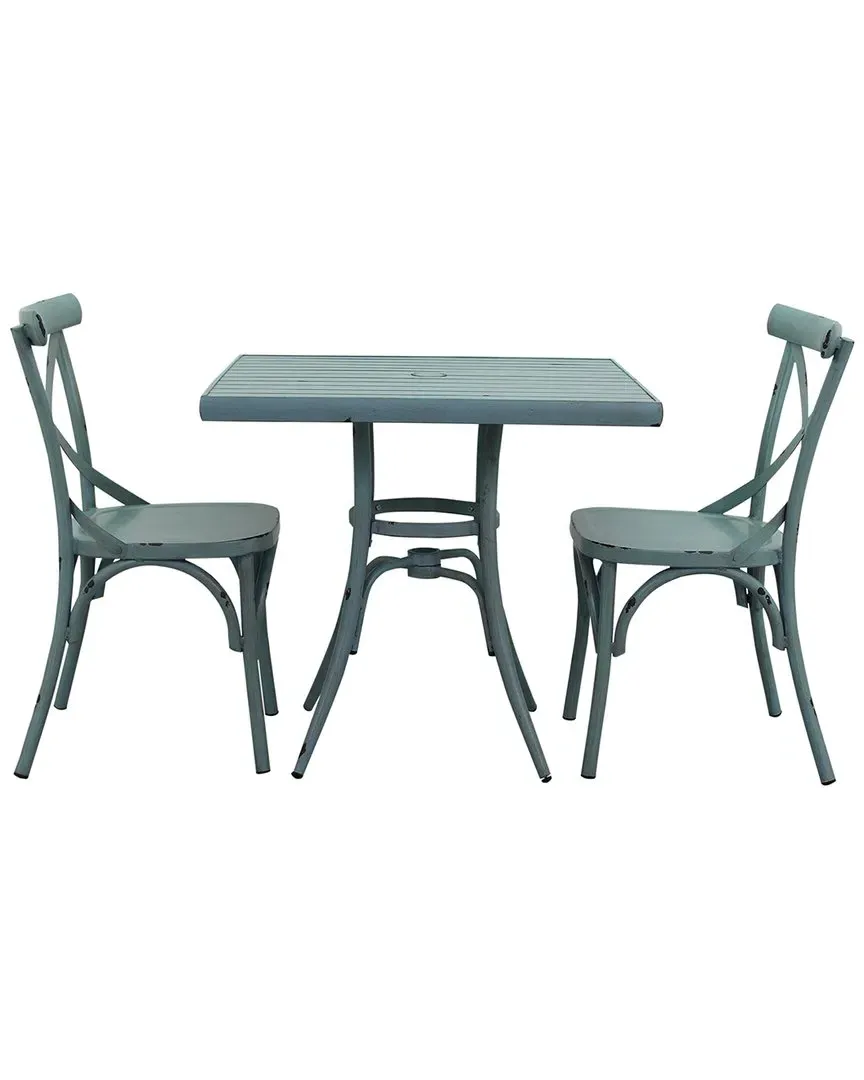 Brookwood Square Bistro Set - French Country Blue, Aluminum
