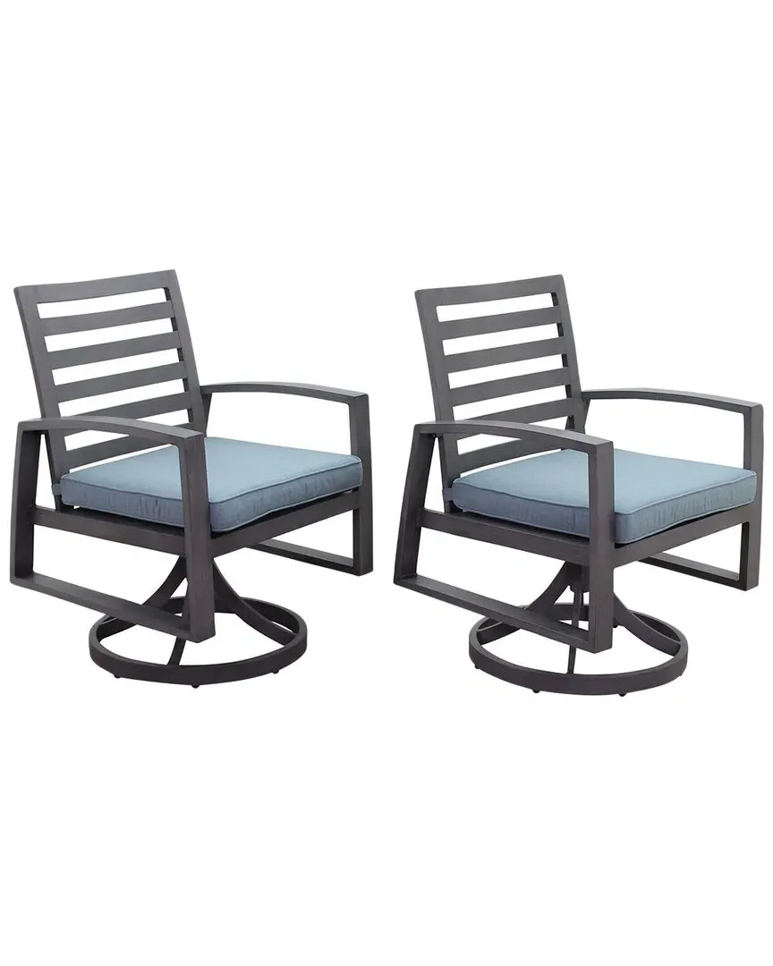 Cabo 2 Swivel Rocker Dining Chairs - Grey, Aluminum
