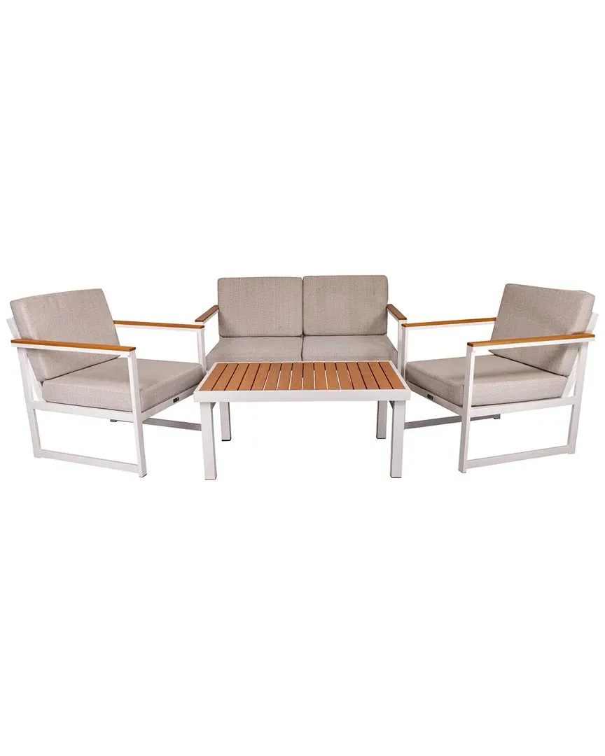 Catalina 3-Piece Club Chair Chat Set - White, Steel
