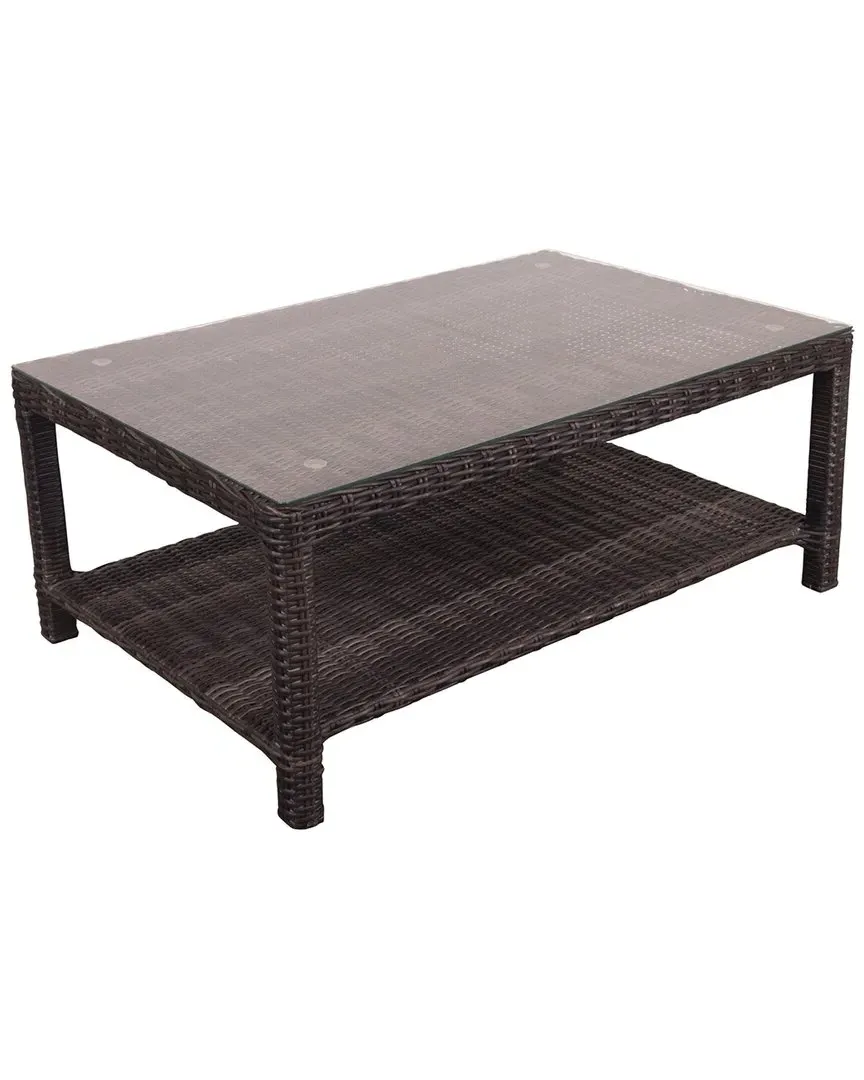 Cheshire Coffee Table Glass Top - Silver Oak, Wicker
