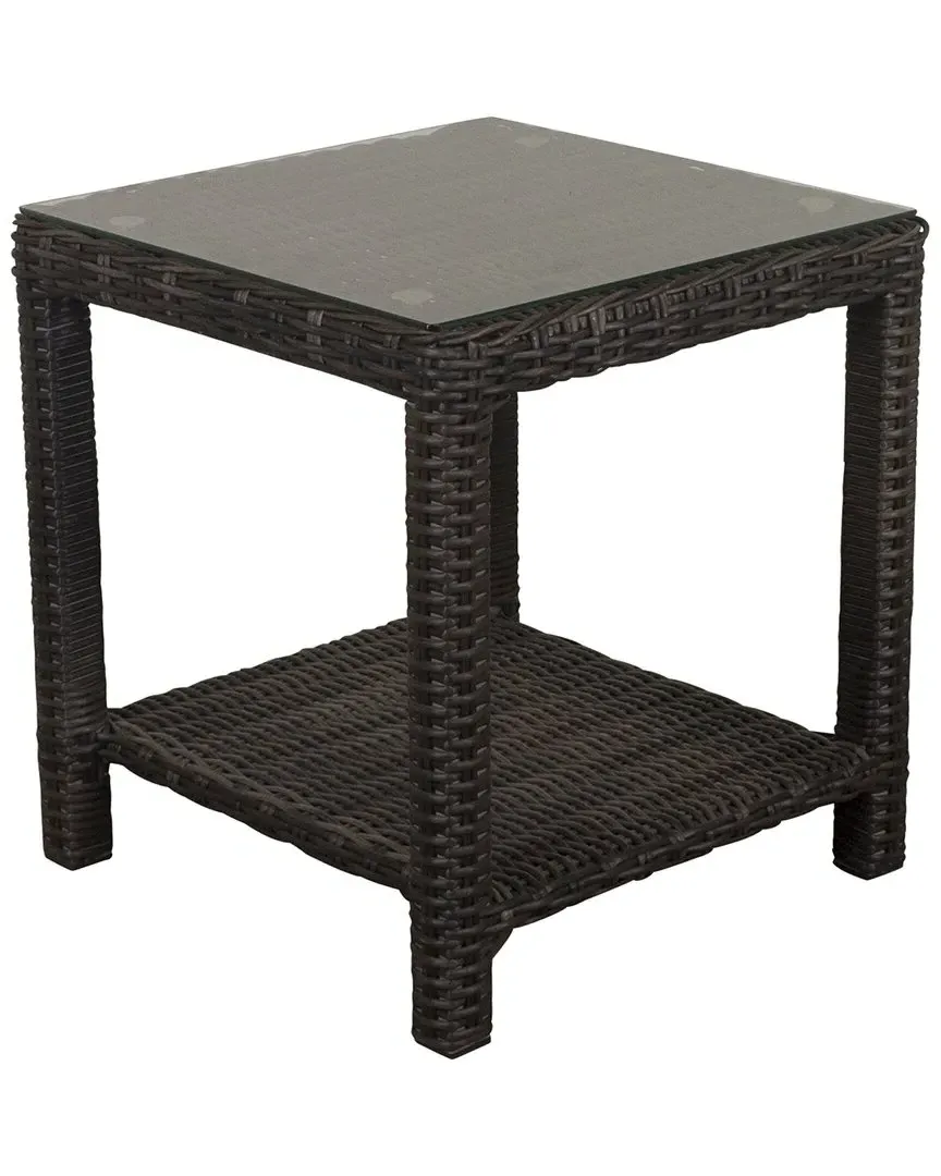 Cheshire End Table Glass Top - Silver Oak, Wicker image