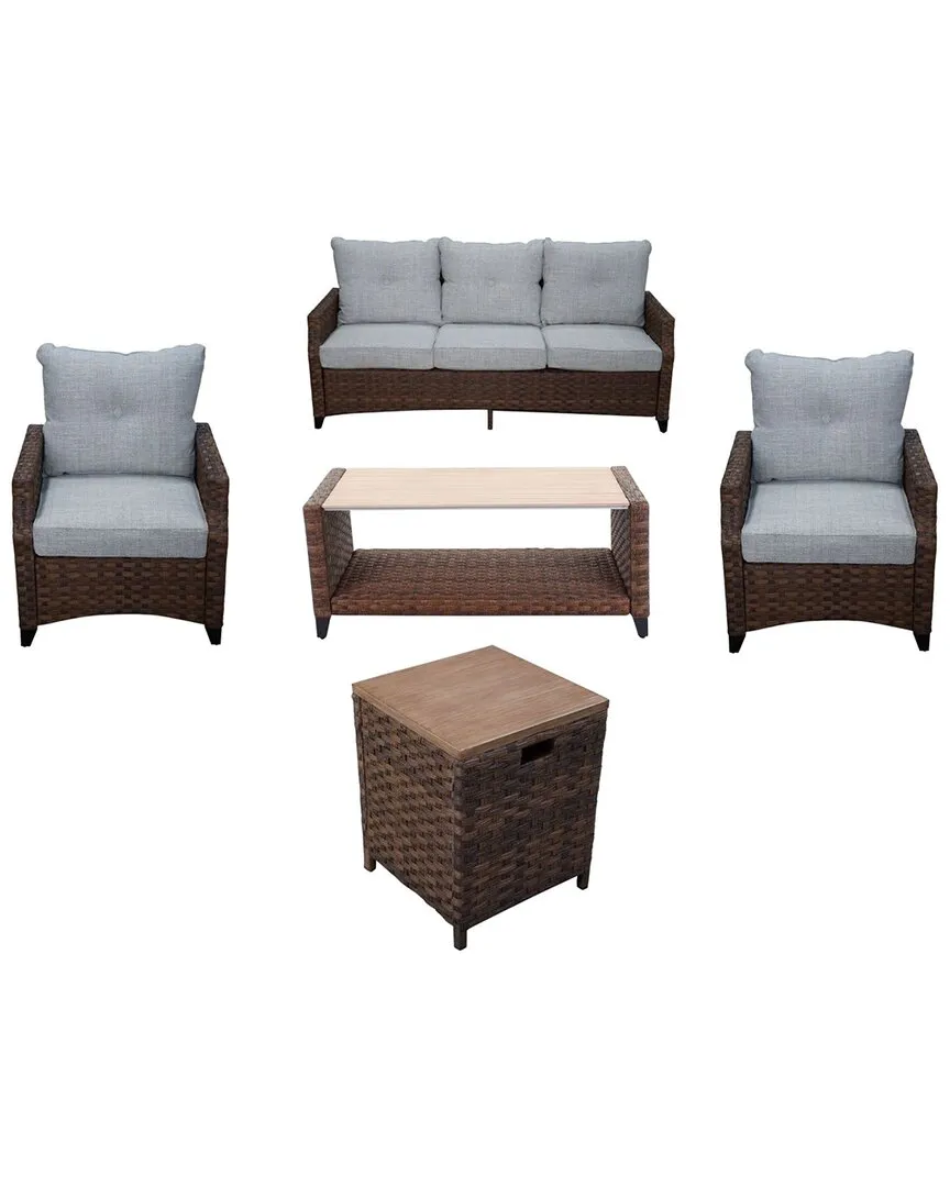 Costa Mesa 5pc Sofa Seating Set - Brown
