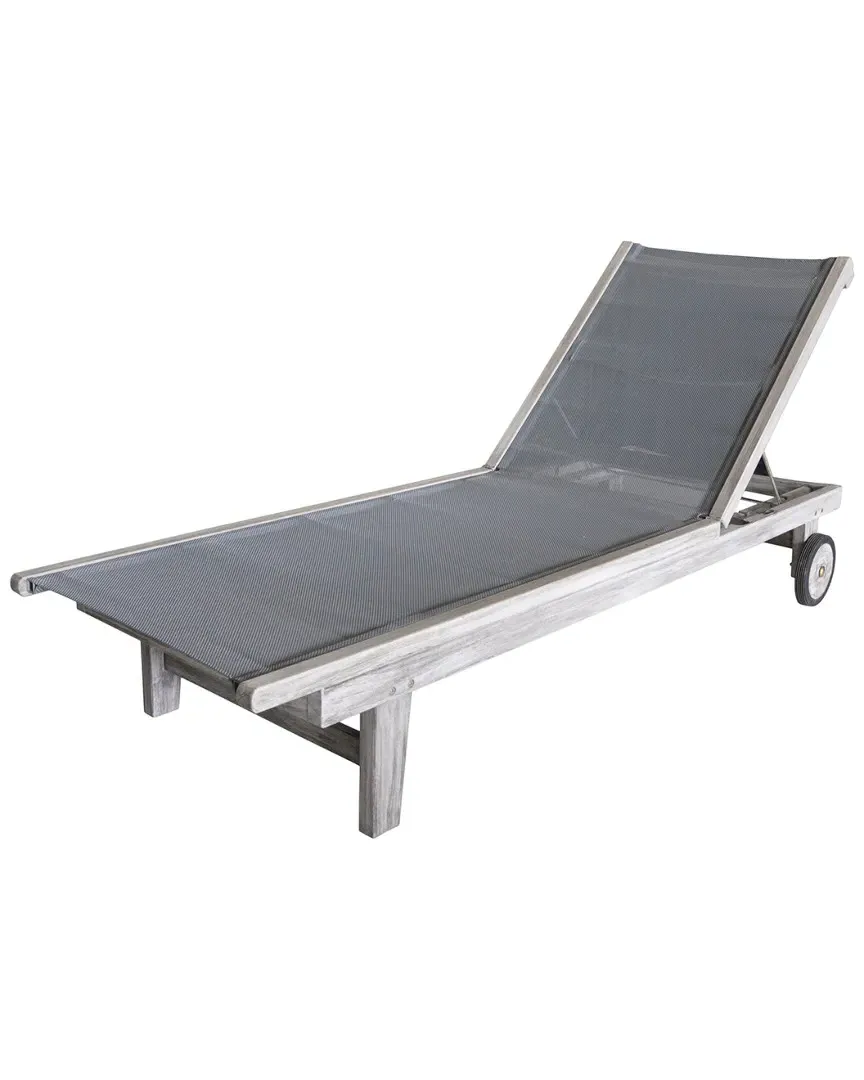 Deck Side Outdoor Sling Chaise Lounge - Driftwood Gray, Teak