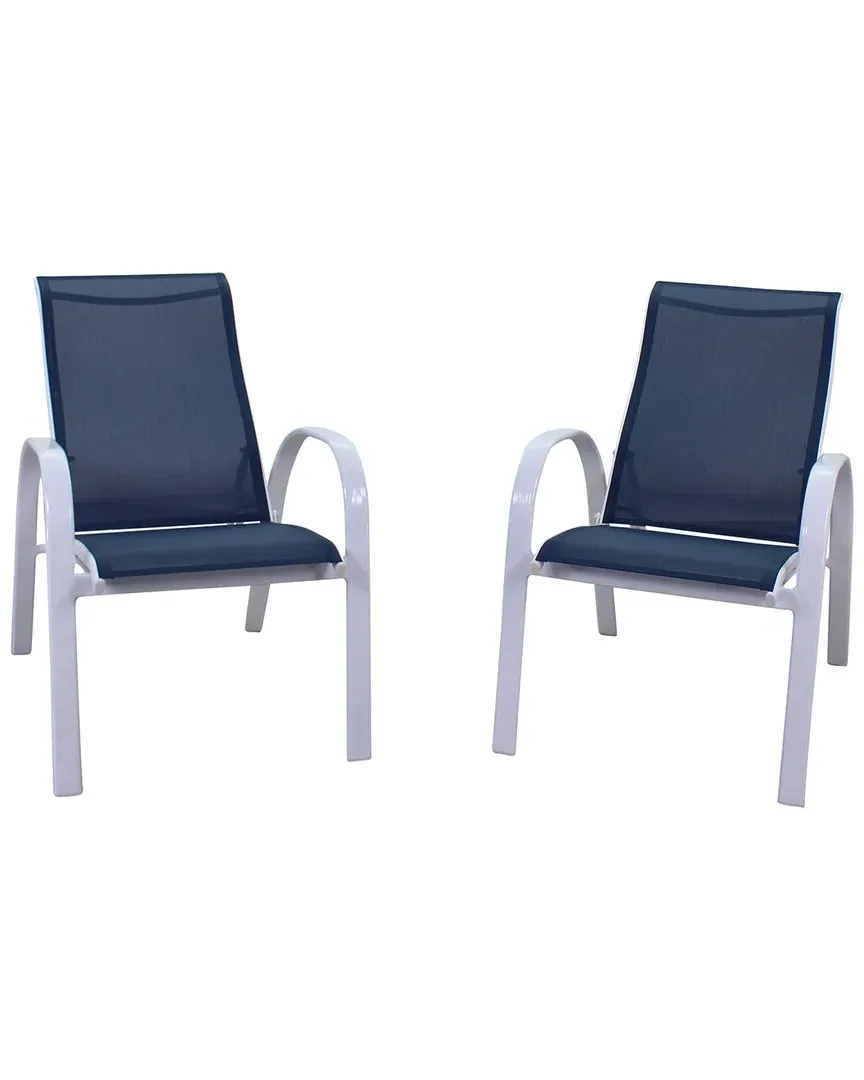 Santa Fe 2 Aluminum Sling Reclining Chairs - White