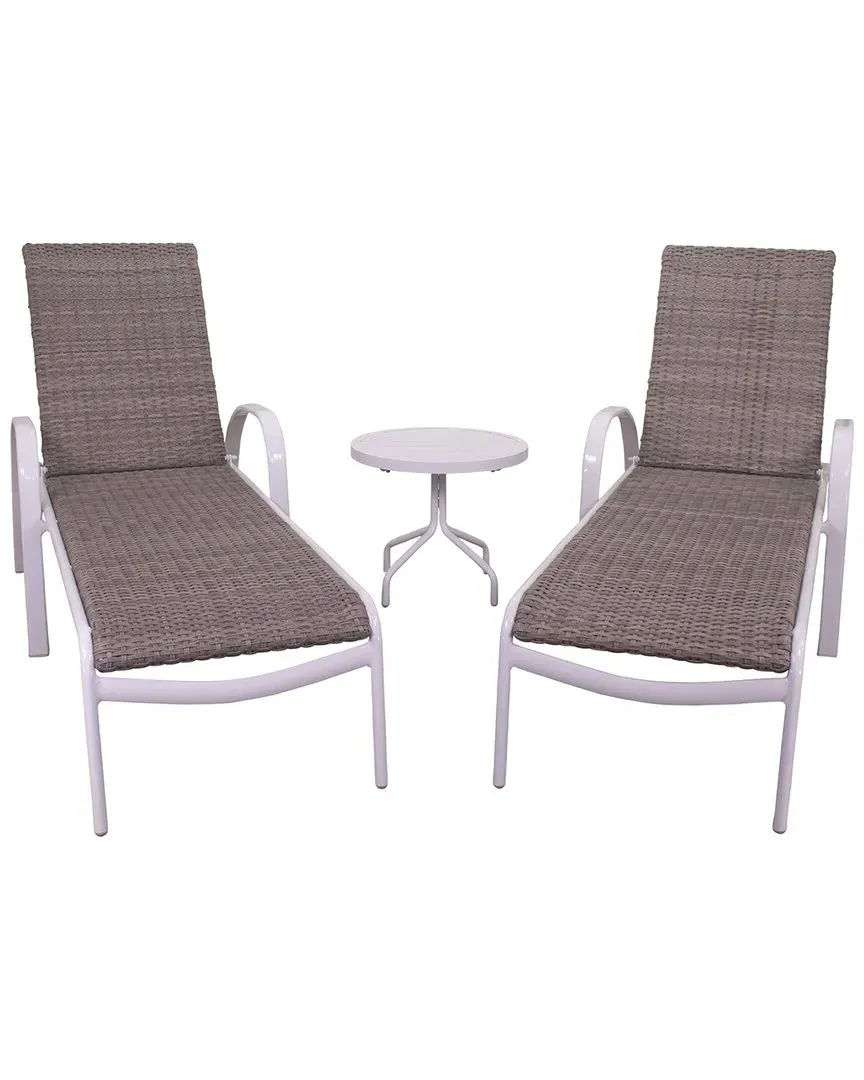 Santa Fe 3-Piece Chaise Lounge Set - White, Wicker image