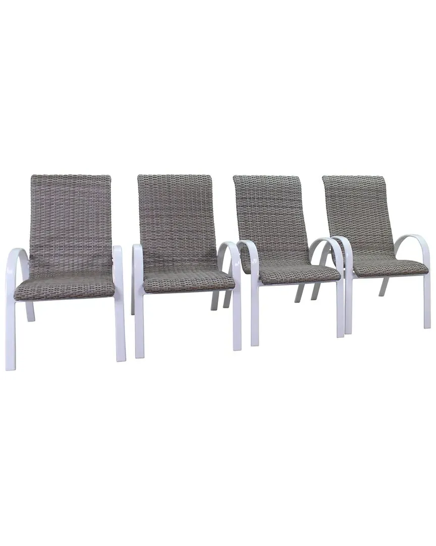 Santa Fe 4 Wicker Chairs - White, Aluminum