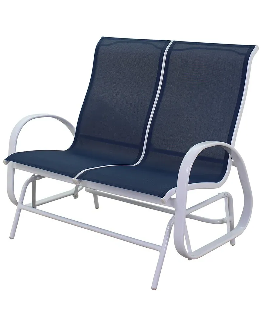 Santa Fe Aluminum Sling Loveseat Glider - White